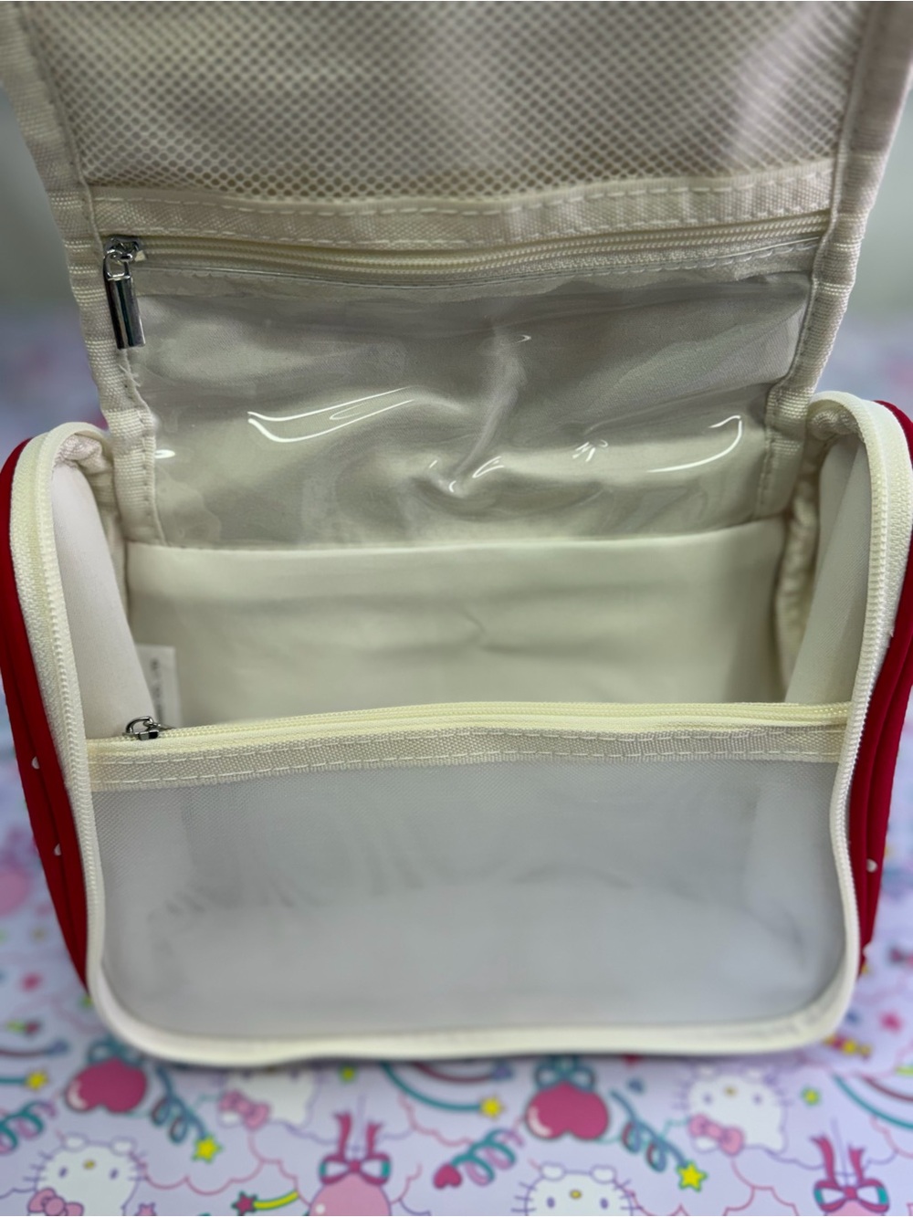 Hello Kitty Red Polka Dot Cosmetic Case with Cream Trim - Picture 8 of 8